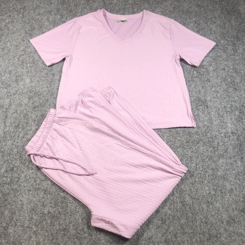 Honeydew Pajama Set Womens Large Purple Textured Knit V Neck Lounge Sleepwear